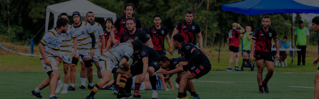 Rugby players competing on the field